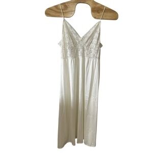 Vintage Slip Dress Long Nightgown 1X‎ Cream Ivory Lace Satin Bridal Trad Wife